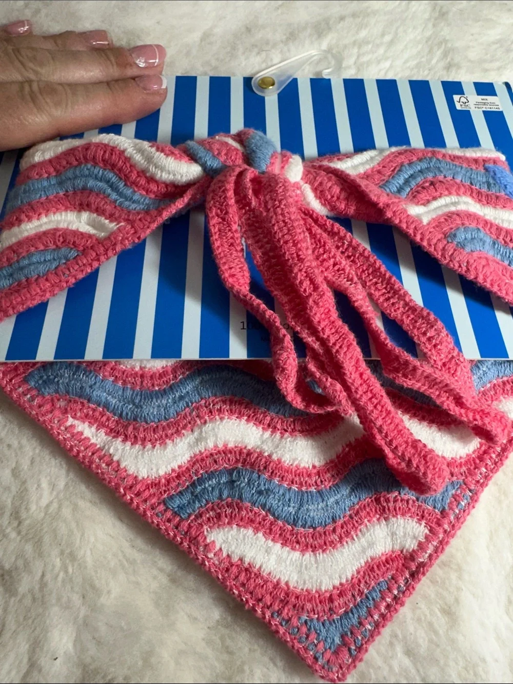 Piper k pink and blue salmon hear scarf